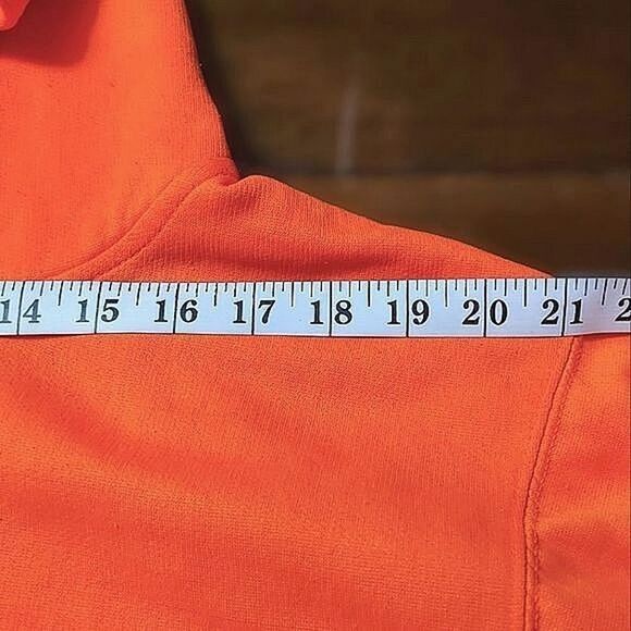 Vtg 80s fluorescent orange zip up hoodie - Picture 7 of 9